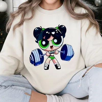 Strong Girls Sweatshirt,Cute Cartoon Weightlifting Sweatshirt, Gym Sweatshirt, Graphic Gym Sweatshirt, Vintage Sweatshirt Conton, Gym Sweatshirt Women, For Men, Full Size