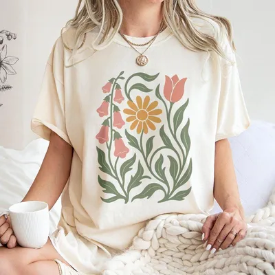 No Words Subtle Anti Trump T-Shirt, Fdt T-Shirt, Foxglove Daisy Tulip T-Shirt, Feminist T-Shirt, Gift For Democrat, Boho Floral Botanical, Flower Market