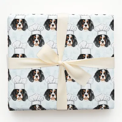 Cooking with the Cavalier King Charles - Gift Wrap for Christmas, Holidays Wrapping Paper, Christmas Wrapping Paper
