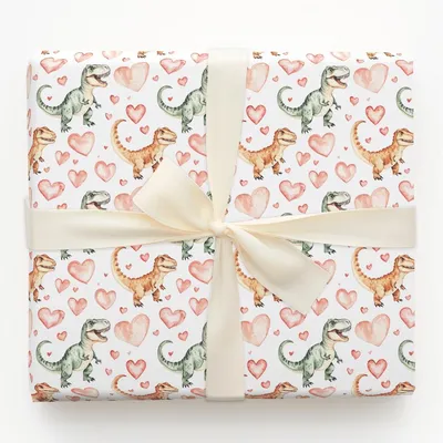 Scary Dino Valentines - Gift Wrap for Christmas, Holidays Wrapping Paper, Christmas Wrapping Paper