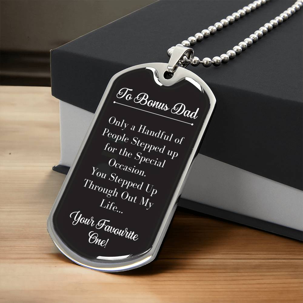 Stepdad Gift - Fathers Day Ideas For Bonus Dad - Army Tag Necklace, Dog Tag