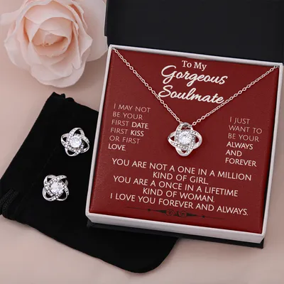 Stunning Love Knot Necklace And Earrings Set - To My Gorgeous Soulmate