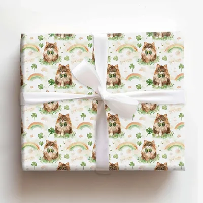 Rainbows with the Maine Coon - Gift Wrap for Christmas, Holidays Wrapping Paper, Christmas Wrapping Paper