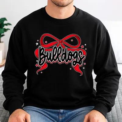Girly Mascot Graphic Georgia Bulldogs Go Dawgs Sweatshirt Game Day Graphic Sweatshirt Uga Football Fan Gifts Red Black Bulldog