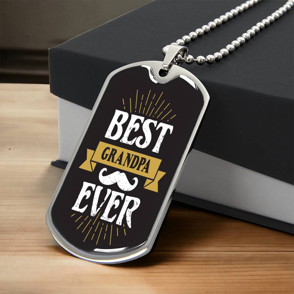 Best Grandpa Ever Necklace - Army Tag Necklace, Dog Tag