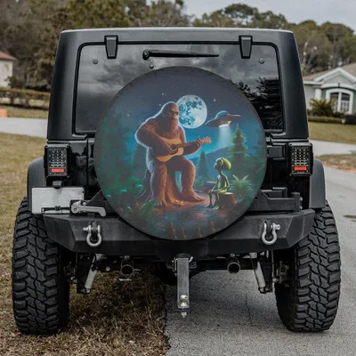 Bigfoot And Ufo Spare Tire Cover - With Or Without Backup Camera Hole Spare Tire Cover