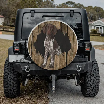 Cute Gsp Puppy Dog Spare Tire Cover, Pet Lover Gift, Universal Fit Wheel Protector, All Season Spare Tire Cover