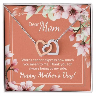 30 Mother'S Day Collection Interlocking Hearts Necklace - Coral Floral