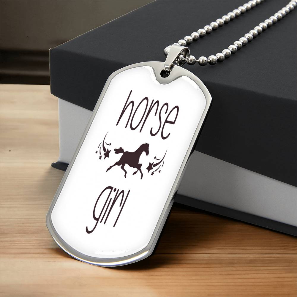 Personalized Horse Girl Necklace - Gift For Daughter - Birthday Gift - Army Tag Necklace, Dog Tag