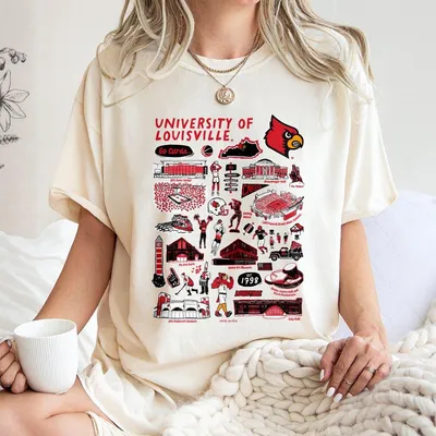 University Of Louisville Impressions Artwork T-Shirt Vintage Graphic Louisville Cardinals Team Collection T-Shirt Schoocl