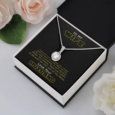 To My Wife Necklace, Wife Necklace, Wife Birthday Gift, Valentines Day Gift For Wife With Cubic Zirconia Crystal, Necklace For My Wife, To My Wife Necklace Anniversary Gift, Birthday Gift For Wife, To My Wife Heart Pendant Necklace
