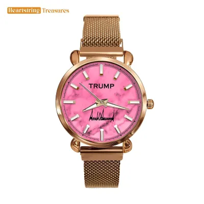 TRUMP Watch 2025 Luxury Gold - Rose Marble Dial - Gift Watch for Women