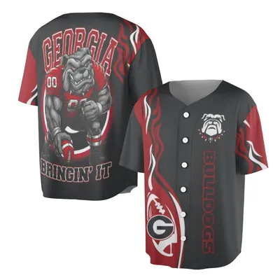 Jersey Baseball Georgia Bulldogs Baseball Jersey, Classic Red & Black Team Jersey For Fans, Ncaa College Sports Apparel, Game Day Outfit Baseball Jersey