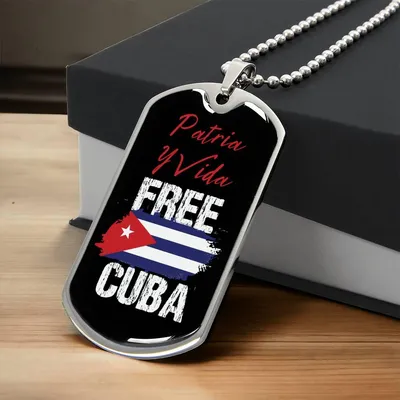 Cuban Pride Necklace Gift Patria Y Vida Cuban Roots Pendant Free Cuba - Made In Usa - Army Tag Necklace, Dog Tag