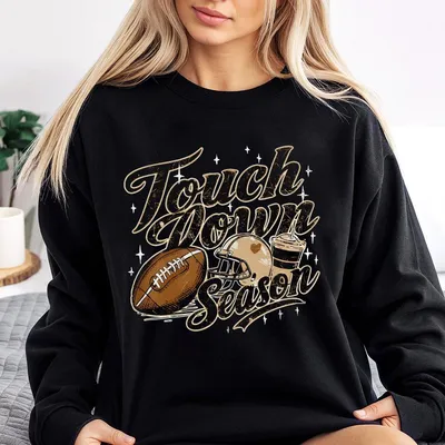 Touch Down Season Sweatshirt Football Season Retro Football Sweatshirt Funny Football Mom Game Day Sweatshirt Touch Down Football