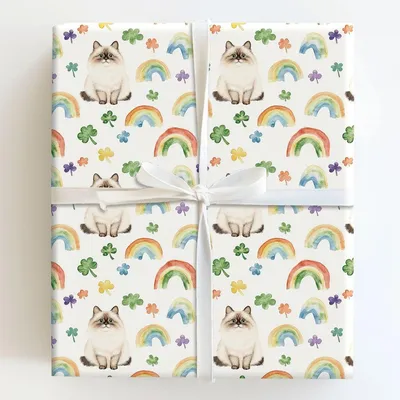 Rainbows with the Ragdoll - Gift Wrap for Christmas, Holidays Wrapping Paper, Christmas Wrapping Paper