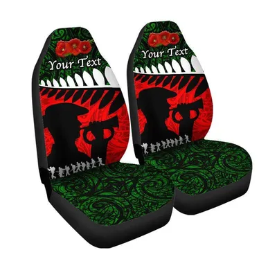 Custom New Zealand Maori ANZAC Car Seat Cover Remembrance Soldier Green