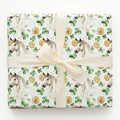 Golden with the Stallion - Gift Wrap for Christmas, Holidays Wrapping Paper, Christmas Wrapping Paper