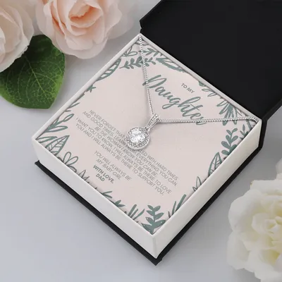 Best Gift For Bonus Daughter - Message Card With Necklace - Jewelry Gift - Christmas Gifts For Daughter From Mom - Inspirational Jewelry Gift For Daughter - Birthday Gift For Daughter - To My Badass Daughter Gift For Daughter Birthday