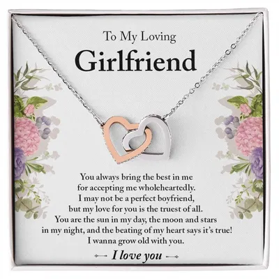 To My Loving Girlfriend - Interlocking Heart Pendant Necklace Interlocking Hearts Necklace