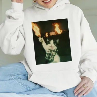 Rebellious Cat Hoodie Hoodie Retro Funny Vintage Graphic Hoodie Funny 90s Graphic Hoodie Sarcastic Hoodie Gift Silly Meme Hoodie