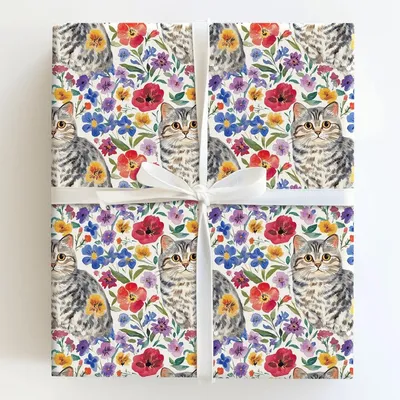 Garden Day with the Scottish Fold - Gift Wrap for Christmas, Holidays Wrapping Paper, Christmas Wrapping Paper