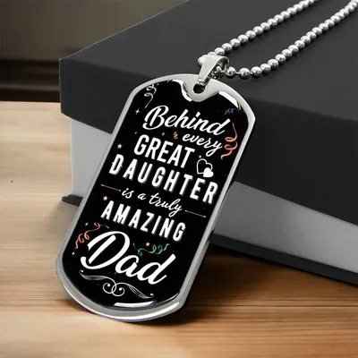 Father Daughter Gift - Father's Day Gift - Birthday Gift For Dad -  Gift From Daughter - Father Gift - Gift For Him - Army Tag Necklace, Dog Tag