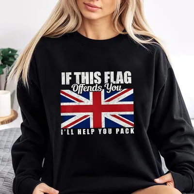 If This Flag Offends You Union Jack Britain Unisex Sweatshirt Top Flag Sweatshirt