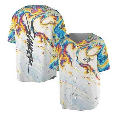 Baseball Jersey, Slander Edm Festival Rave All Over Print, Psychedelic Graphic Baseball Jersey, Multi-Color