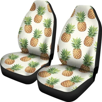 White Pineapple Pattern Print Universal Fit Car Seat Covers