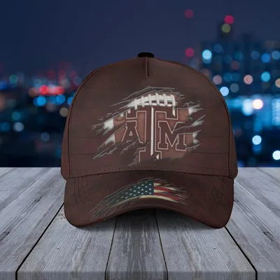 Baseball Cap Texas A&M Aggies Distressed Maroon Metal Plate Ripped Flag Baseball Cap