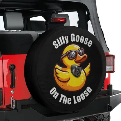 Silly Goose On The Loose Funny Duck Spare Tire Cover,Goose Car Accessories , Summer Women Tire Cover, Duck Spare Tire Cover Spare Tire Cover
