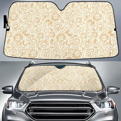 Hand Drawn Vintage Floral Pattern Printed Car Sun Shades Cover Auto Windshield PrintSyde
