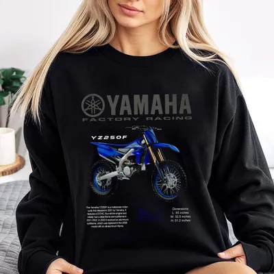 Vintage Yz250f Dirt Bike Graphic Sweatshirt Yamaha Factory Racing Motocross Hoody Blue Motorcycle Specs Design Gift For Men Gift For Women Menswear