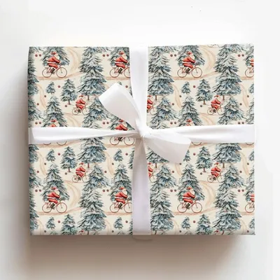 Sleigh Cycle - Gift Wrap for Christmas, Holidays Wrapping Paper, Christmas Wrapping Paper