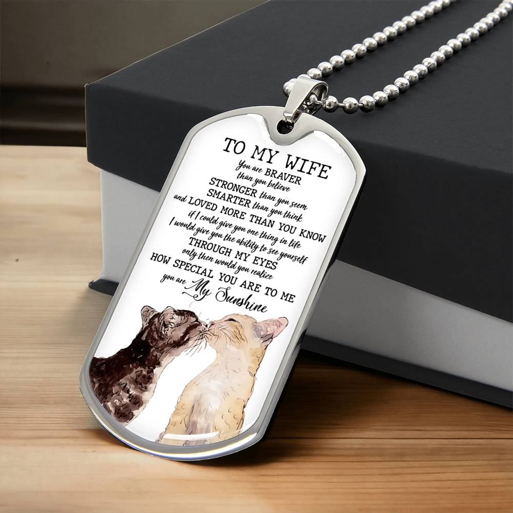 To My Wife Necklace - Anniversary Gift For Wife, Birthday Gift For Wife, Necklace For Wife, Gift For Wife Birthday - Army Tag Necklace, Dog Tag