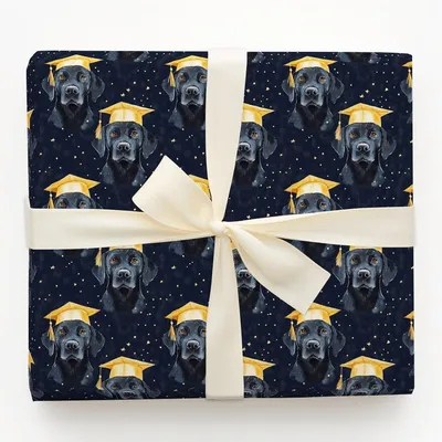 Black Lab Graduate - Gift Wrap for Christmas, Holidays Wrapping Paper, Christmas Wrapping Paper