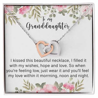 To My Granddaughter - I Love You Interlocking Hearts Necklace