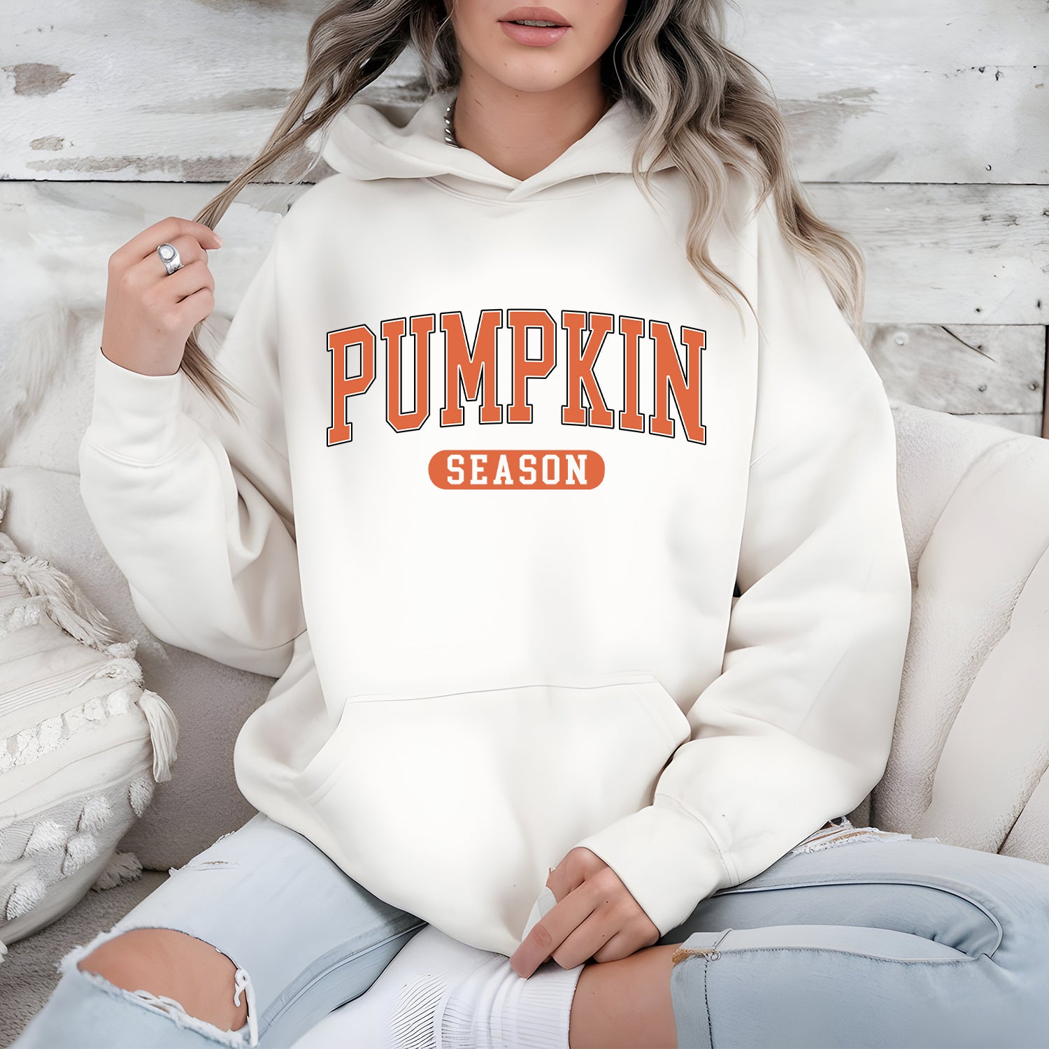 Cozy Hoodie – Pumpkin Season Graphic Pullover for Fall Season