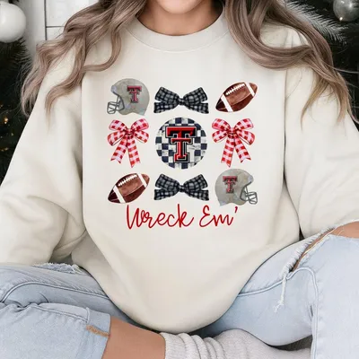 Texas Tech Wreck Em Cute Coquette Sweatshirt Football Coquette Sweatshirt Game Day Sweatshirt Football Sweatshirt Fall Football Sweatshirt Football