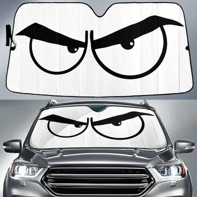 Angry Cartoon Evil Eyes Printed Car Sun Shades Cover Auto Windshield PrintSyde