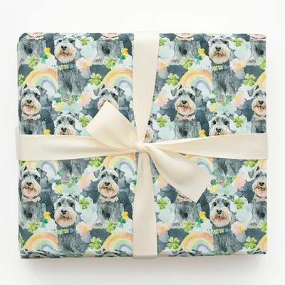 Rainbows with the Schnauzer - Gift Wrap for Christmas, Holidays Wrapping Paper, Christmas Wrapping Paper