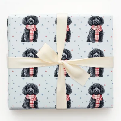 Bundle Up with the Poodle - Gift Wrap for Christmas, Holidays Wrapping Paper, Christmas Wrapping Paper