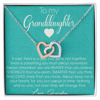 To My Granddaughter Interlocking Hearts Necklace Message Card