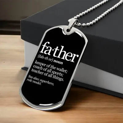 Father Definition Necklace Gift For Dad - Army Tag Necklace, Dog Tag