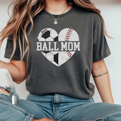 Mom Of Both T-Shirt Ball Mom T-Shirt Soccer Mom T-Shirt Baseball Mom T-Shirt Soccer Lover Baseball Lover Sports Mom