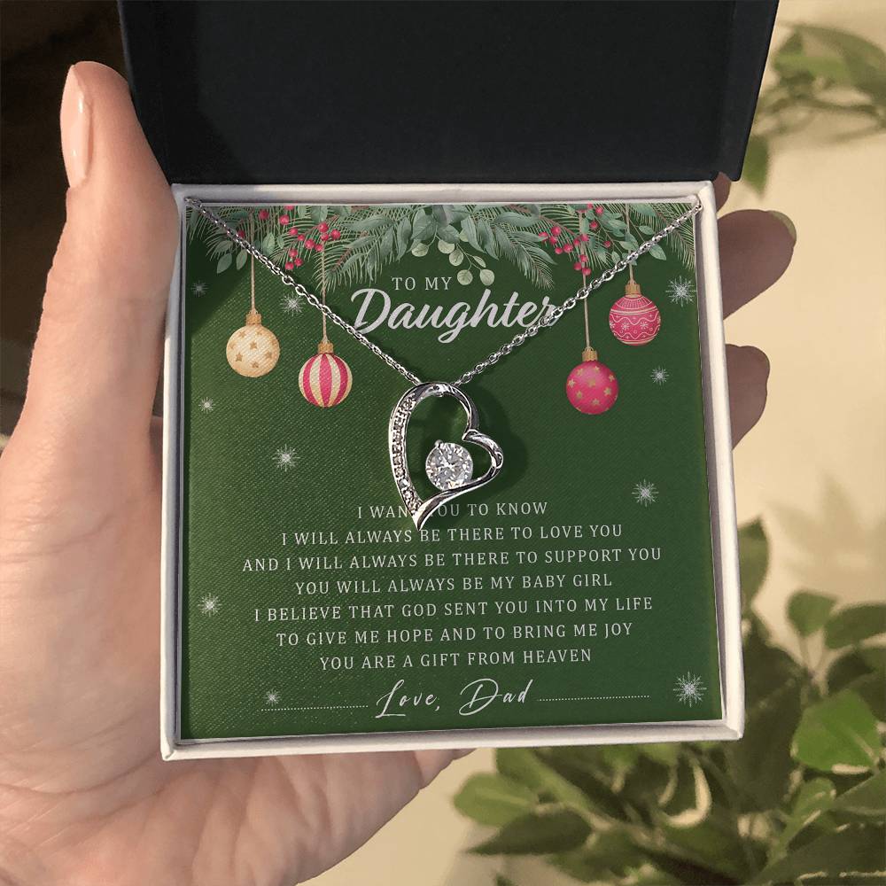 To My Daughter You're A Gift From Heaven Christmas Message Card - Gift From Dad For Daughter - Forever Love Necklace