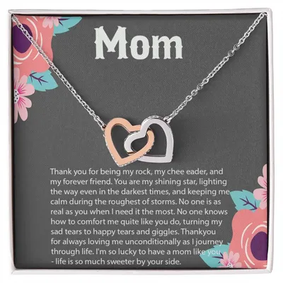 Mom Necklace Mother Necklace Mom Gift Mother'S Day Giftmother'S Day Necklace Mother Daughter Gift 2 Interlocking Hearts Interlocking Hearts Necklace