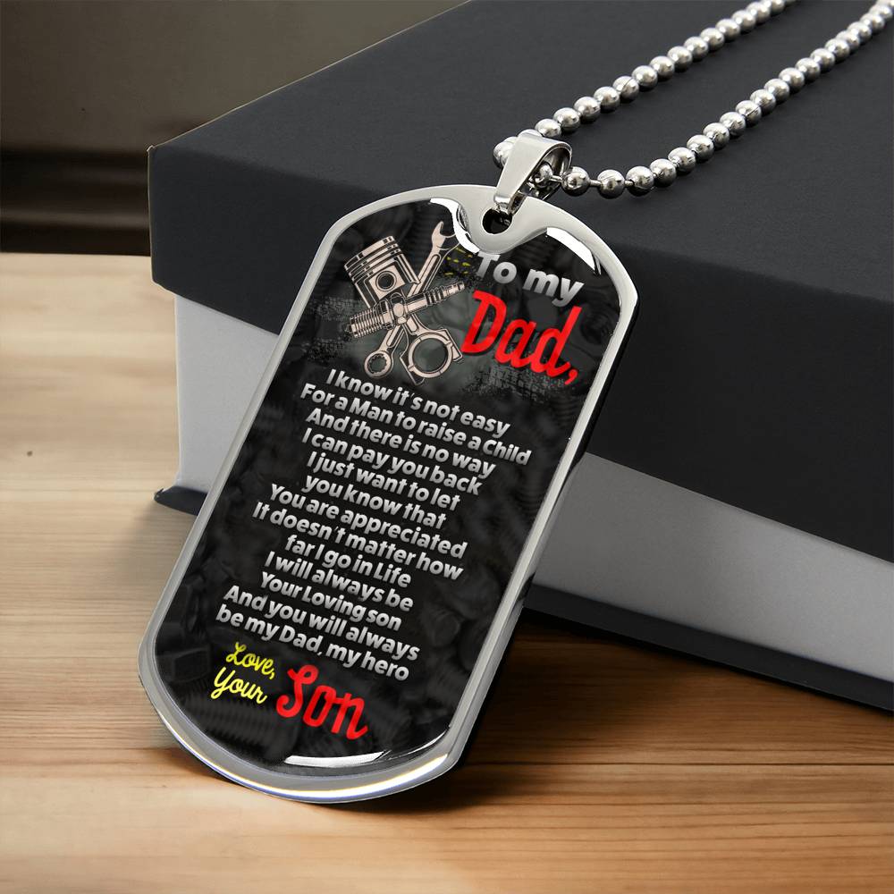 To My Dad Dog Tag Necklace, Gift For Dad From Son, Dad Gift For Father's Day, Unique Birthday Gift For Dad From Son - Army Tag Necklace, Dog Tag