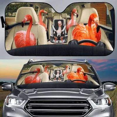 Flamingo Auto Sunshade, Cute Animal Car Sun Shade